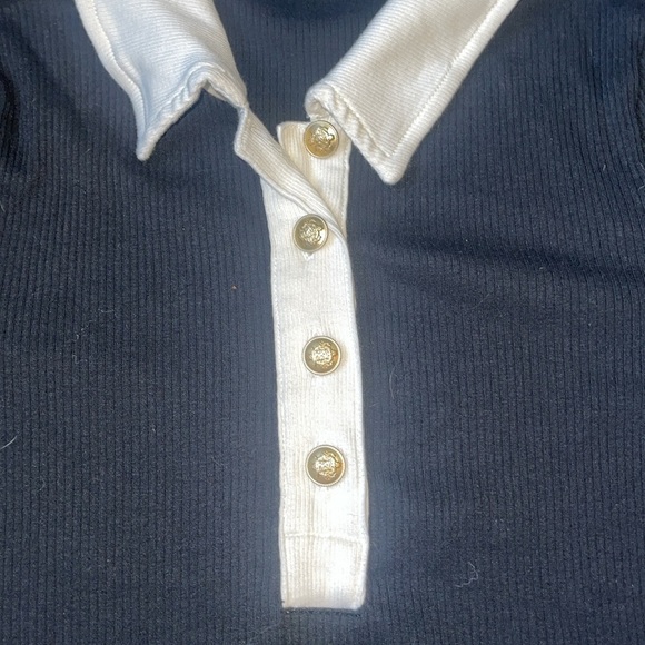 J. Crew Vintage ribbed polo T-shirt short sleeve black and white size small - Picture 3 of 7